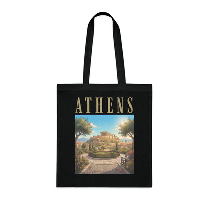Athens Scenic Tote Bag – Vintage Greek Travel Cotton Tote