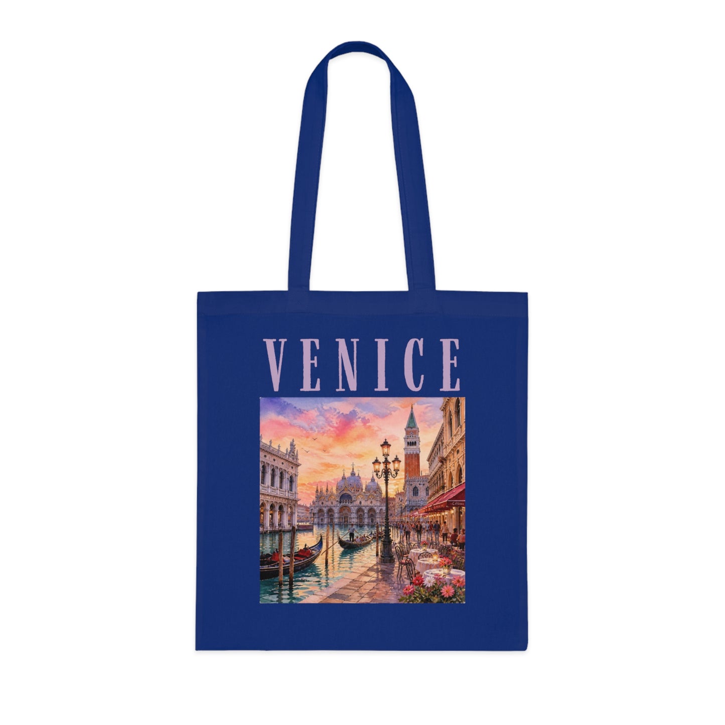 Venice Cotton Tote Bag - Vintage Sunset Canal Travel Tote