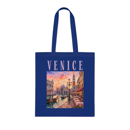Venice Cotton Tote Bag - Vintage Sunset Canal Travel Tote