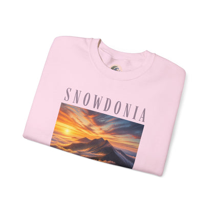 Snowdonia Sunset Crewneck Sweatshirt — Scenic Mountain Graphic