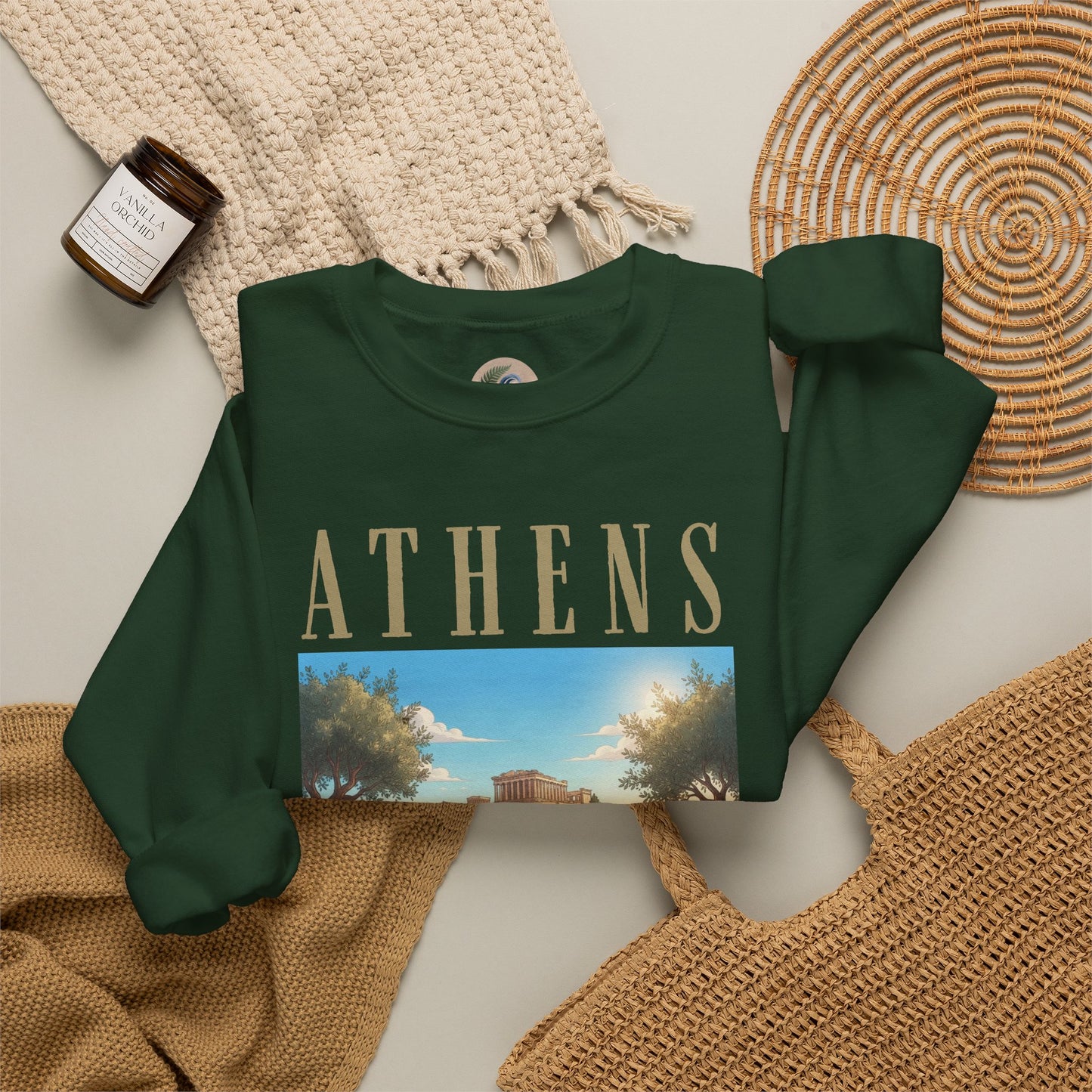 Athens Scenic Crewneck Sweatshirt — Vintage Greece Travel Pullover