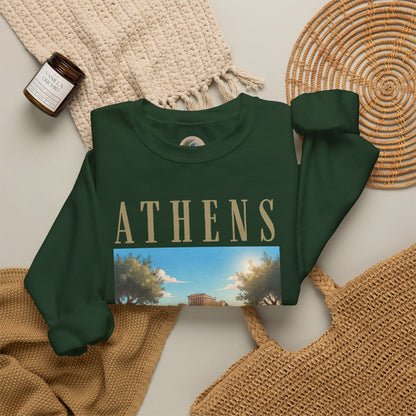 Athens Scenic Crewneck Sweatshirt — Vintage Greece Travel Pullover