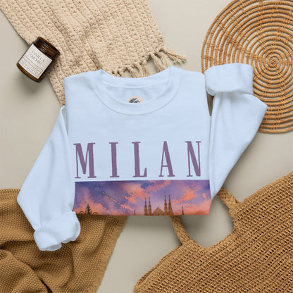 Milan Cathedral Crewneck Sweatshirt – Vintage Travel Cityscape