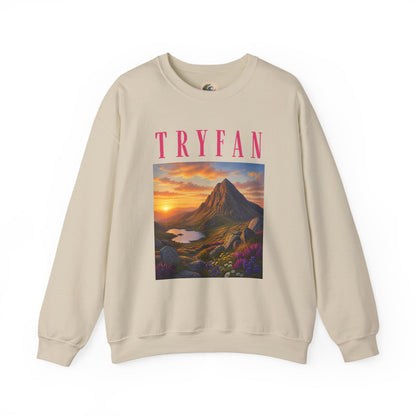 Tryfan Mountain Sweatshirt — Scenic Snowdonia Sunset Landscape Crewneck