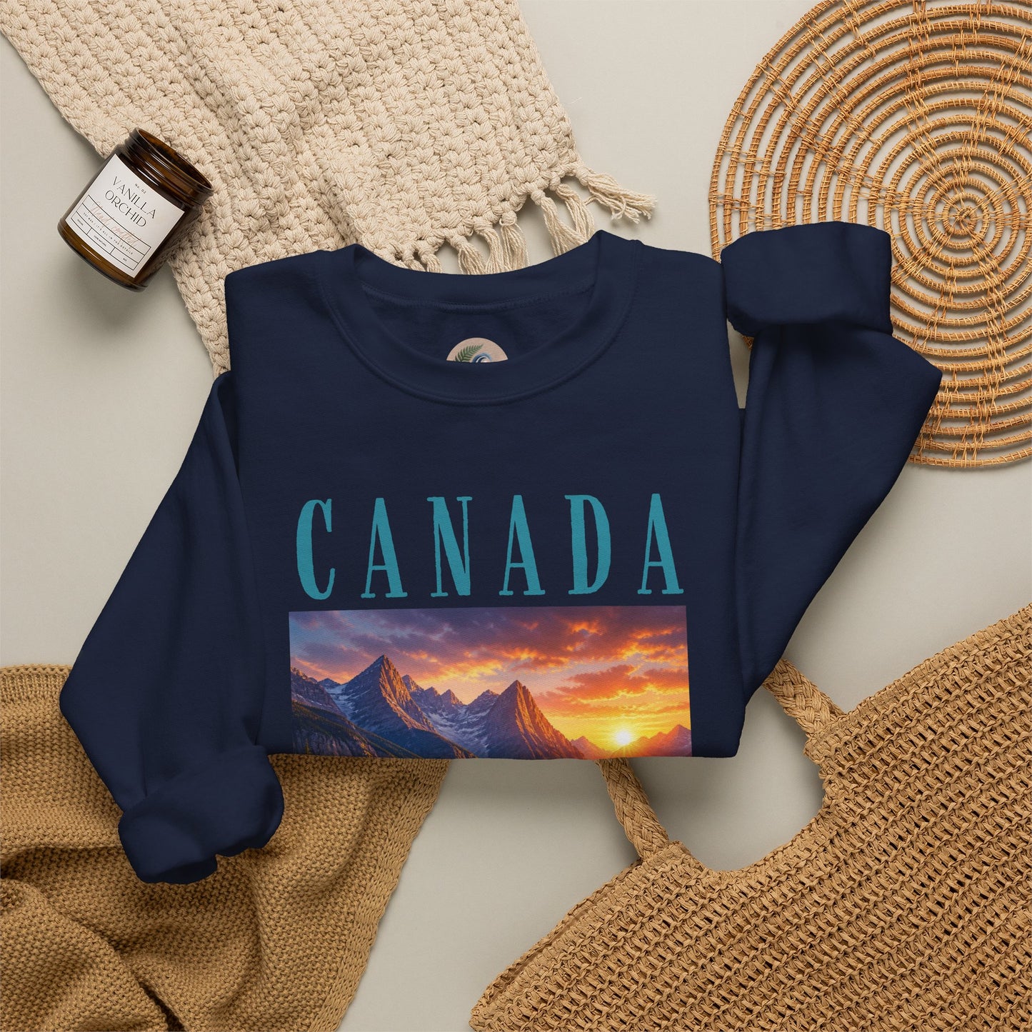 Canada Banff Scenic Crewneck Sweatshirt — Mountain Lake Sunset Graphic