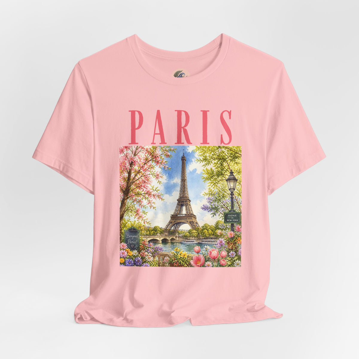 Paris Floral Eiffel Tower Tee — Vintage Romantic France T-Shirt