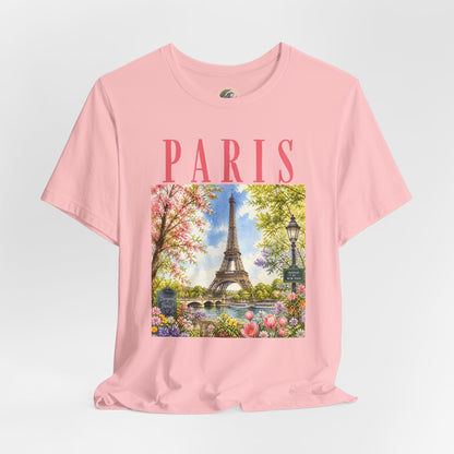 Paris Floral Eiffel Tower Tee — Vintage Romantic France T-Shirt