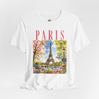 Paris Floral Eiffel Tower Tee — Vintage Romantic France T-Shirt