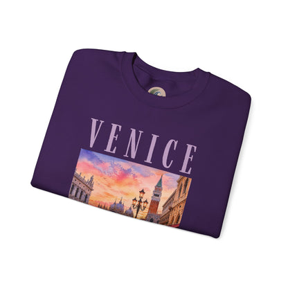 Venice Sunset Crewneck Sweatshirt — Vintage Canal Travel Graphic