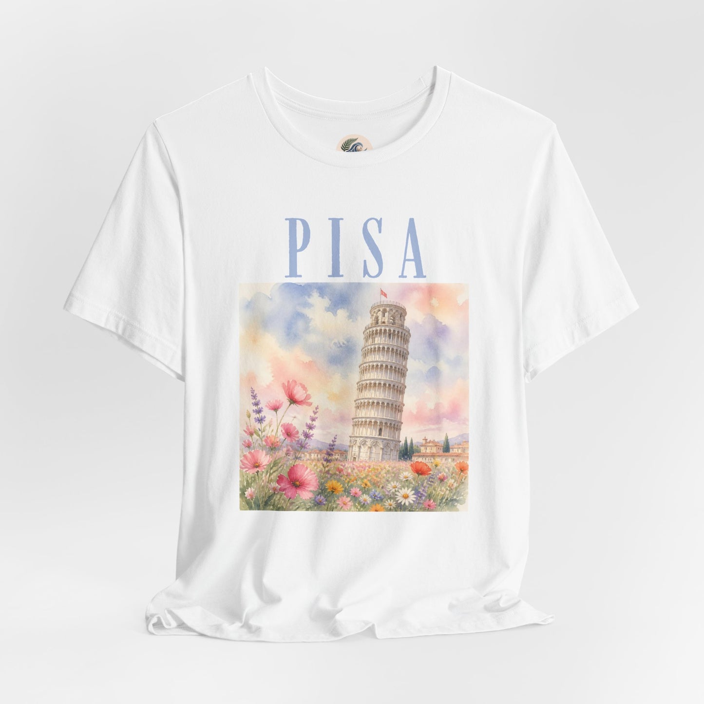 Pisa Floral Illustration T‑Shirt — Leaning Tower Travel Tee