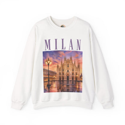 Milan Cathedral Crewneck Sweatshirt – Vintage Travel Cityscape