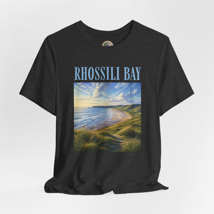 Rhossili Bay Scenic Tee — Coastal Landscape Graphic T-Shirt