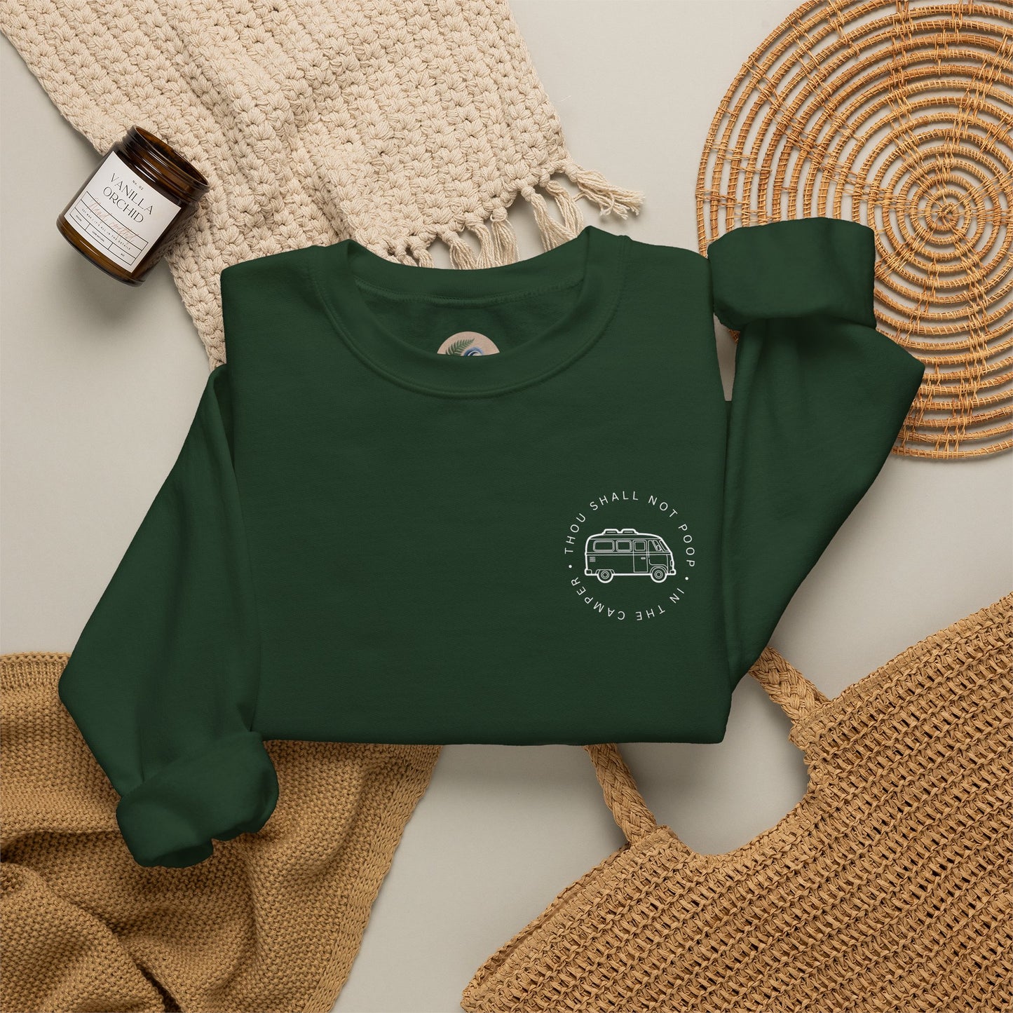 Cozy Camper Crewneck Sweatshirt — Van Life Humour Chest Graphic