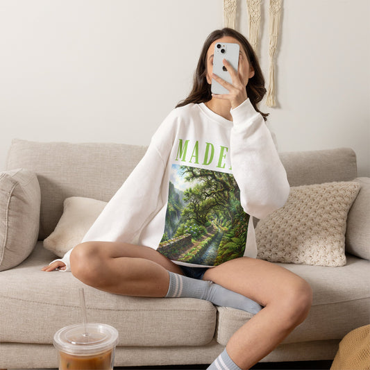 Madeira Nature Crewneck Sweatshirt — Scenic Jungle Trail Graphic