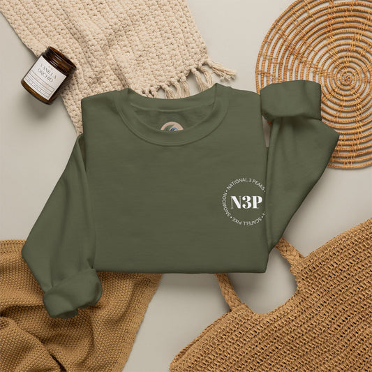 Minimal 'N3P' National 3 Peaks Logo Crewneck Sweatshirt – Small Chest Emblem, Casual Everyday Pullover