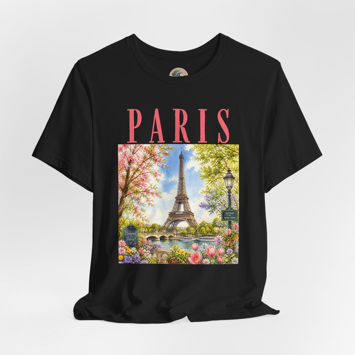 Paris Floral Eiffel Tower Tee — Vintage Romantic France T-Shirt