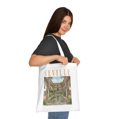 Seville Courtyard Cotton Tote Bag — Vintage Travel Market Tote