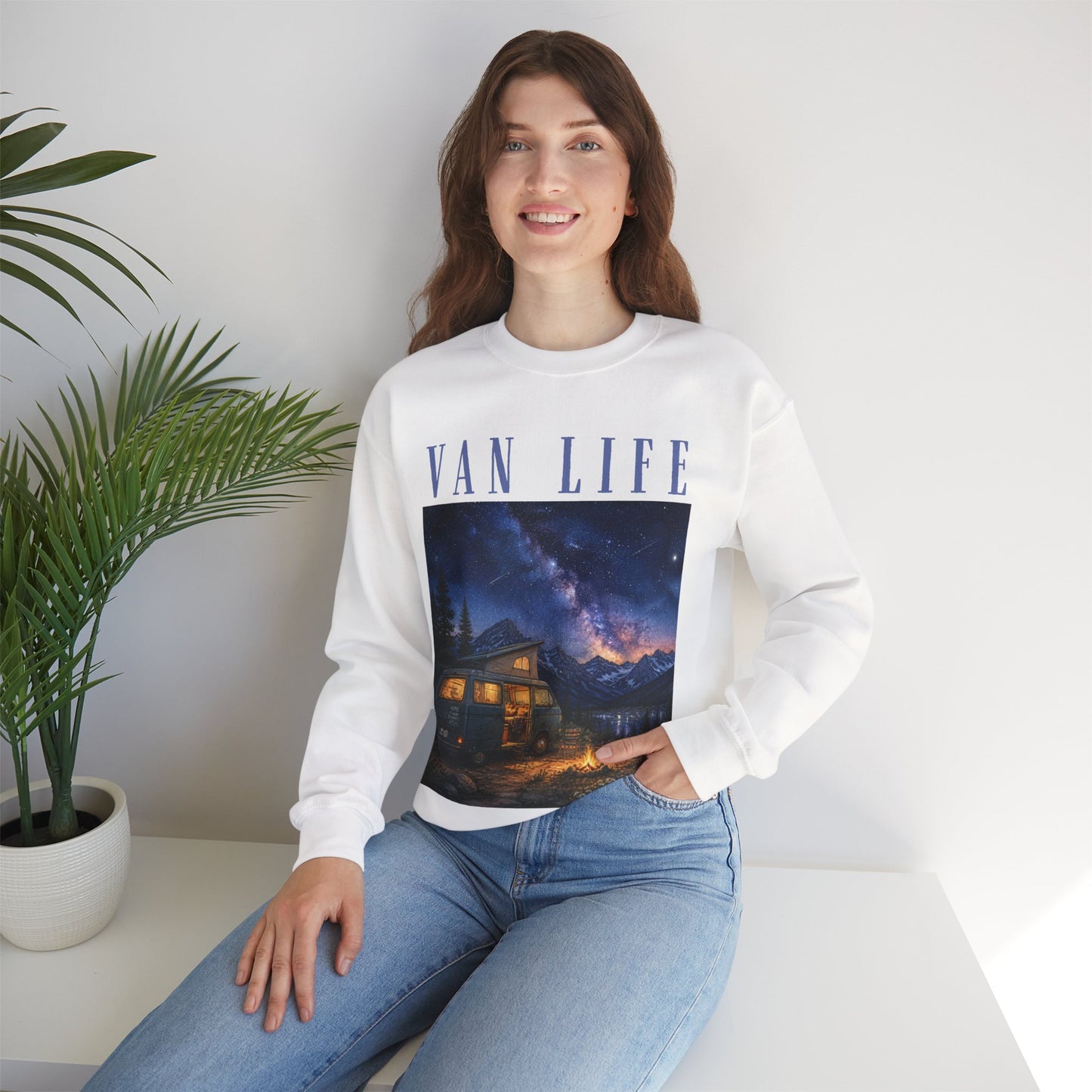 Van Life Sweatshirt – Cozy Camper Night Sky Crewneck