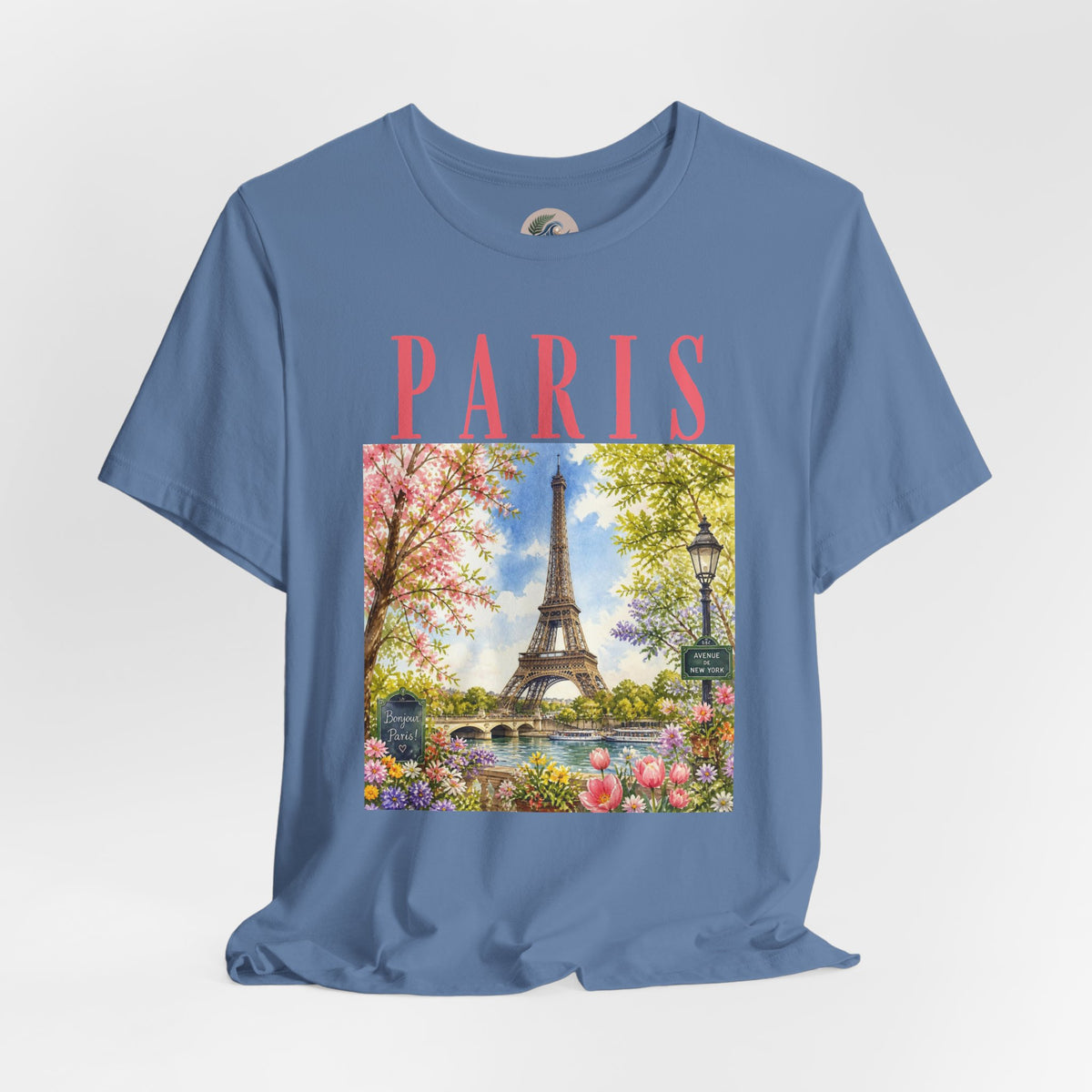 Paris Floral Eiffel Tower Tee — Vintage Romantic France T-Shirt
