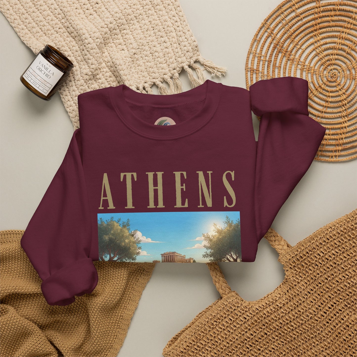 Athens Scenic Crewneck Sweatshirt — Vintage Greece Travel Pullover