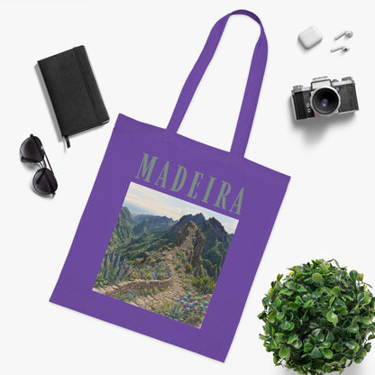 Madeira Scenic Cotton Tote — Travel Tote Bag with Mountain Landscape Print