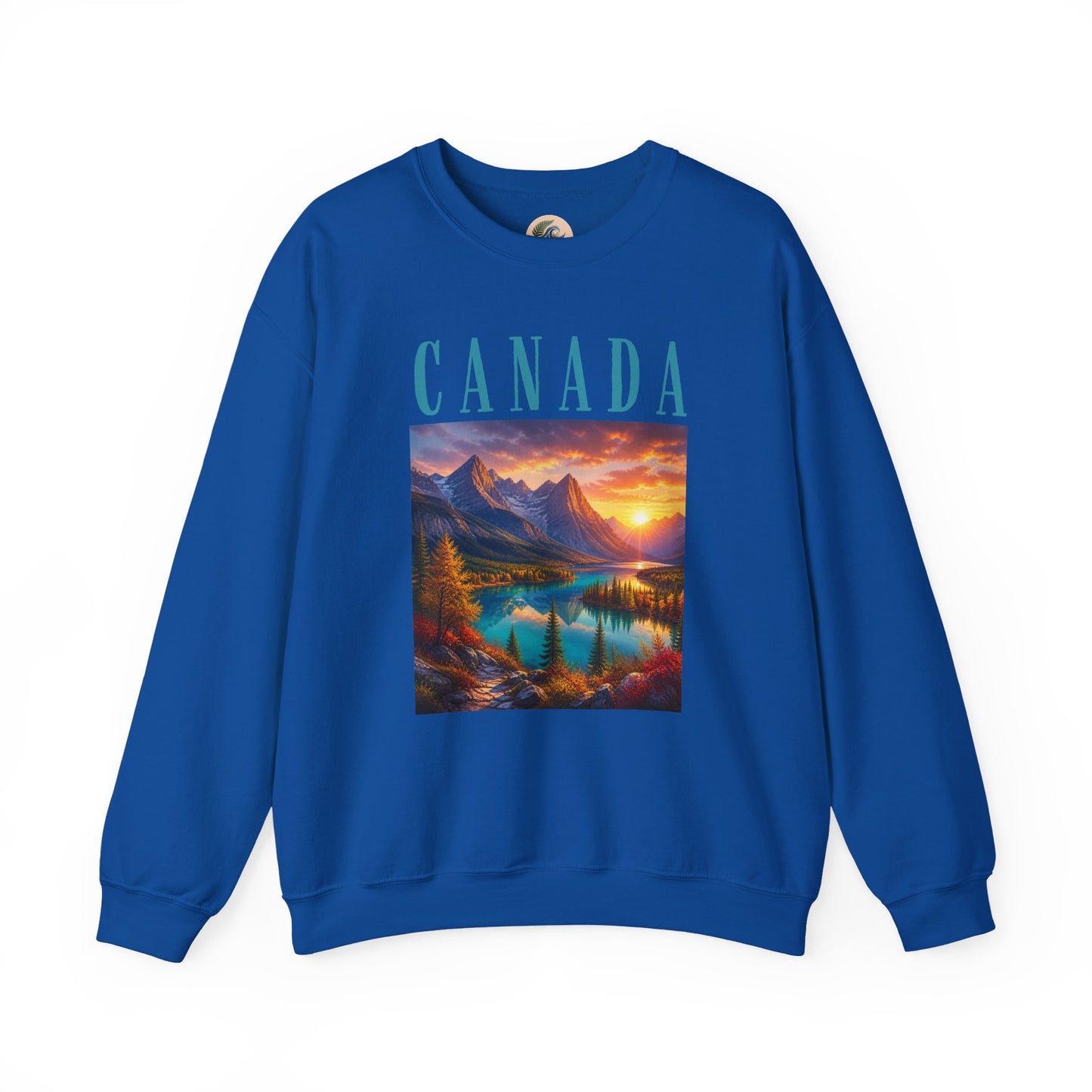 Canada Banff Scenic Crewneck Sweatshirt — Mountain Lake Sunset Graphic