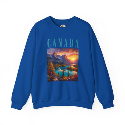 Canada Banff Scenic Crewneck Sweatshirt — Mountain Lake Sunset Graphic