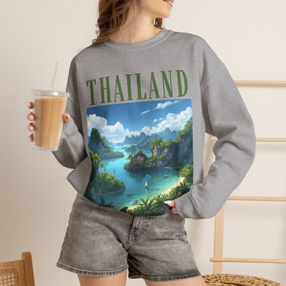 Thailand Scenic Crewneck Sweatshirt — Tropical Island Graphic Pullover