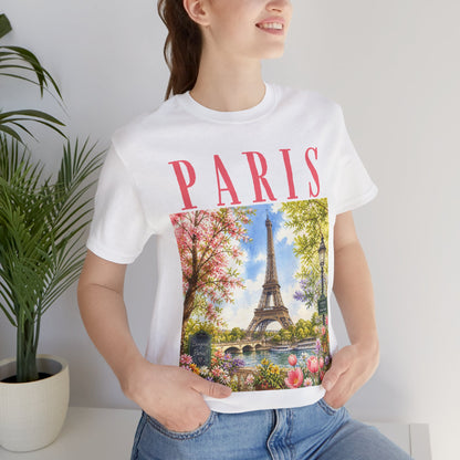 Paris Floral Eiffel Tower Tee — Vintage Romantic France T-Shirt