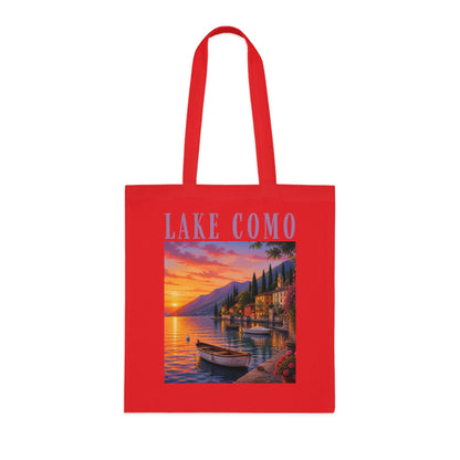 Lake Como Sunset Tote Bag — Italian Lakeside Travel Cotton Tote