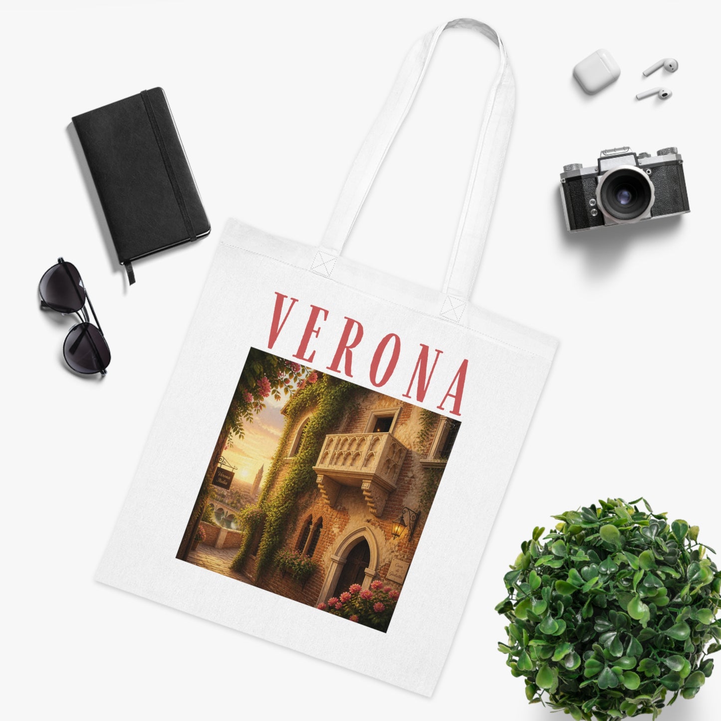 Verona Vintage Travel Tote Bag — Scenic Italian Villa Cotton Tote
