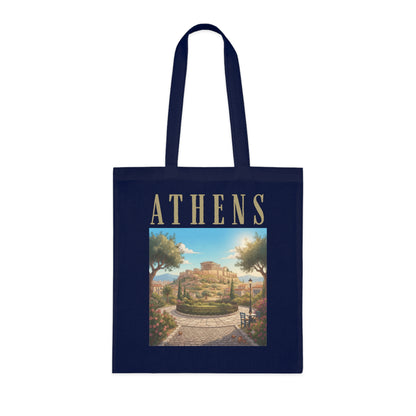 Athens Scenic Tote Bag – Vintage Greek Travel Cotton Tote