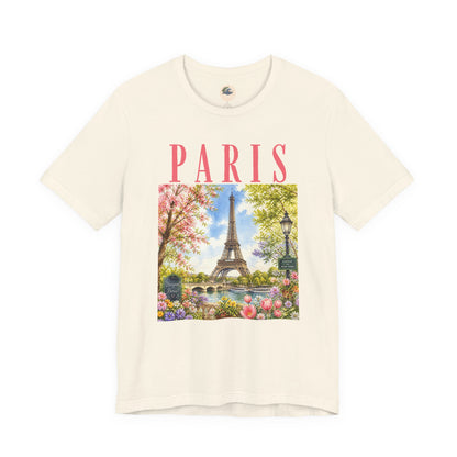 Paris Floral Eiffel Tower Tee — Vintage Romantic France T-Shirt
