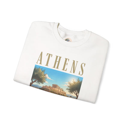 Athens Scenic Crewneck Sweatshirt — Vintage Greece Travel Pullover