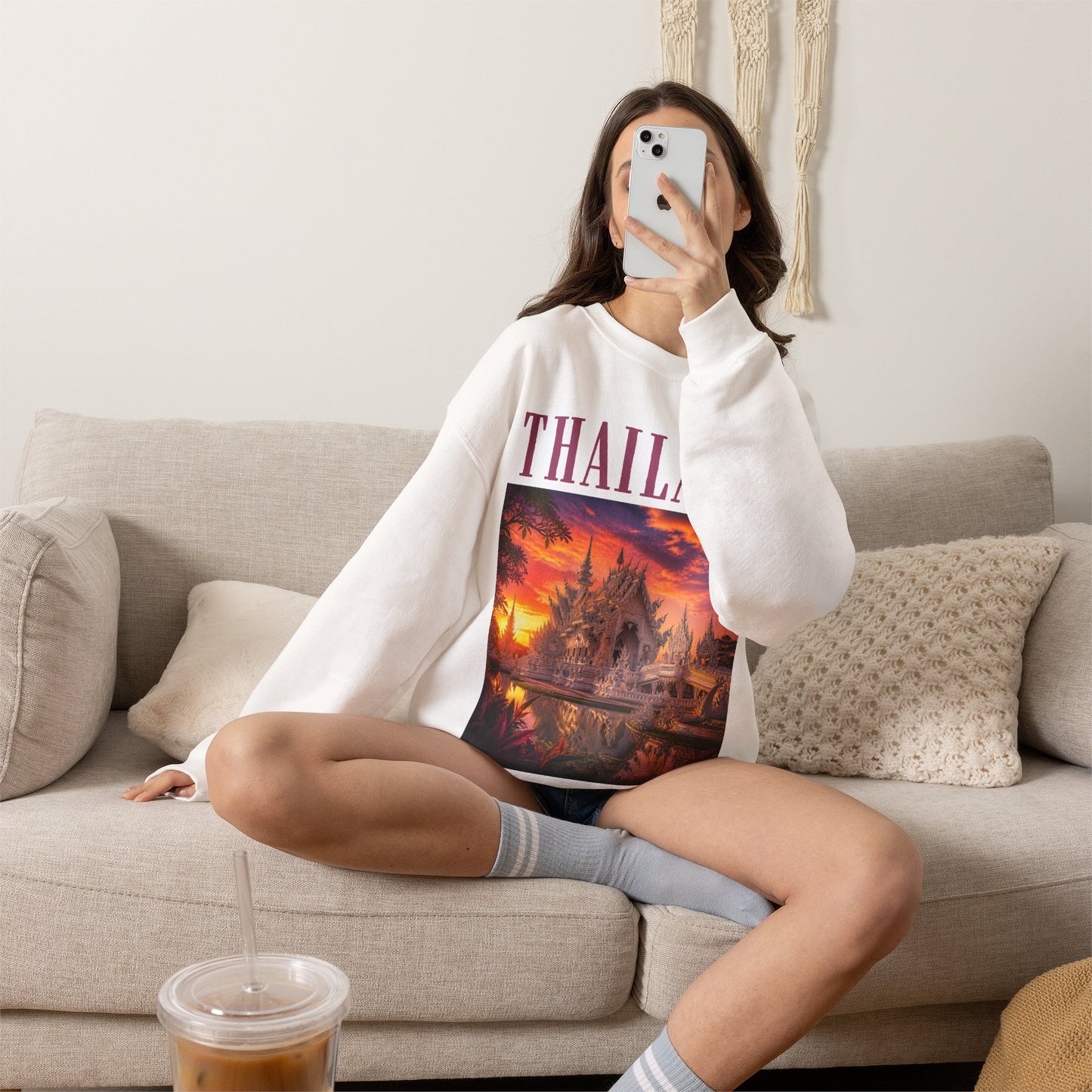 Thailand Temple Sunset Crewneck Sweatshirt
