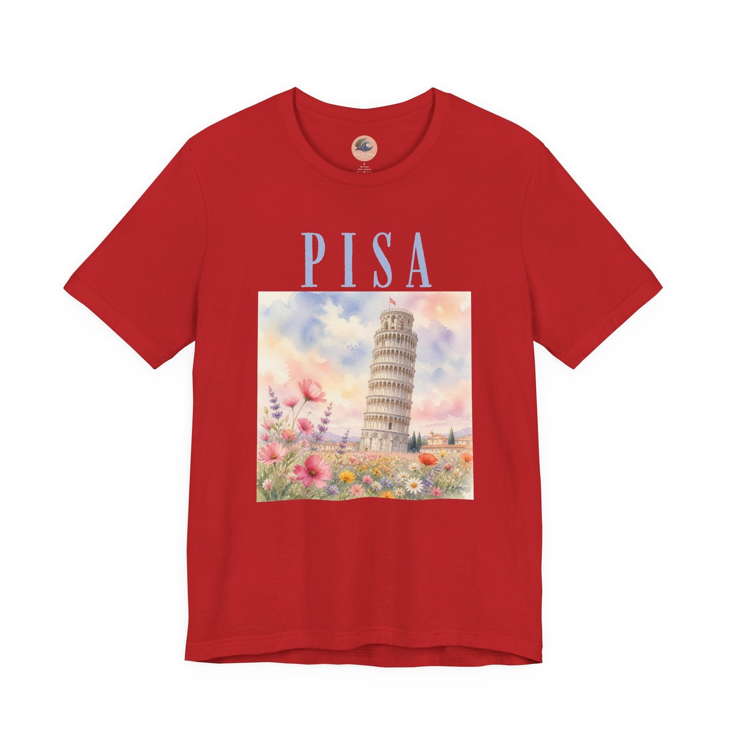 Pisa Floral Illustration T‑Shirt — Leaning Tower Travel Tee