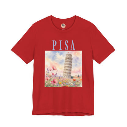 Pisa Floral Illustration T‑Shirt — Leaning Tower Travel Tee