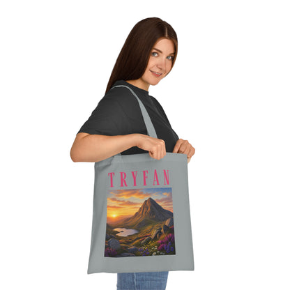Tryfan Mountain Cotton Tote — Scenic Snowdonia Sunset Landscape Tote Bag