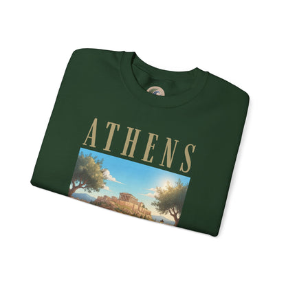 Athens Scenic Crewneck Sweatshirt — Vintage Greece Travel Pullover