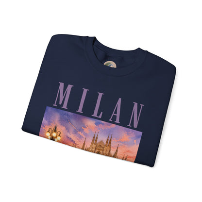 Milan Cathedral Crewneck Sweatshirt – Vintage Travel Cityscape