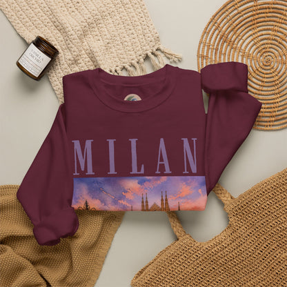Milan Cathedral Crewneck Sweatshirt – Vintage Travel Cityscape