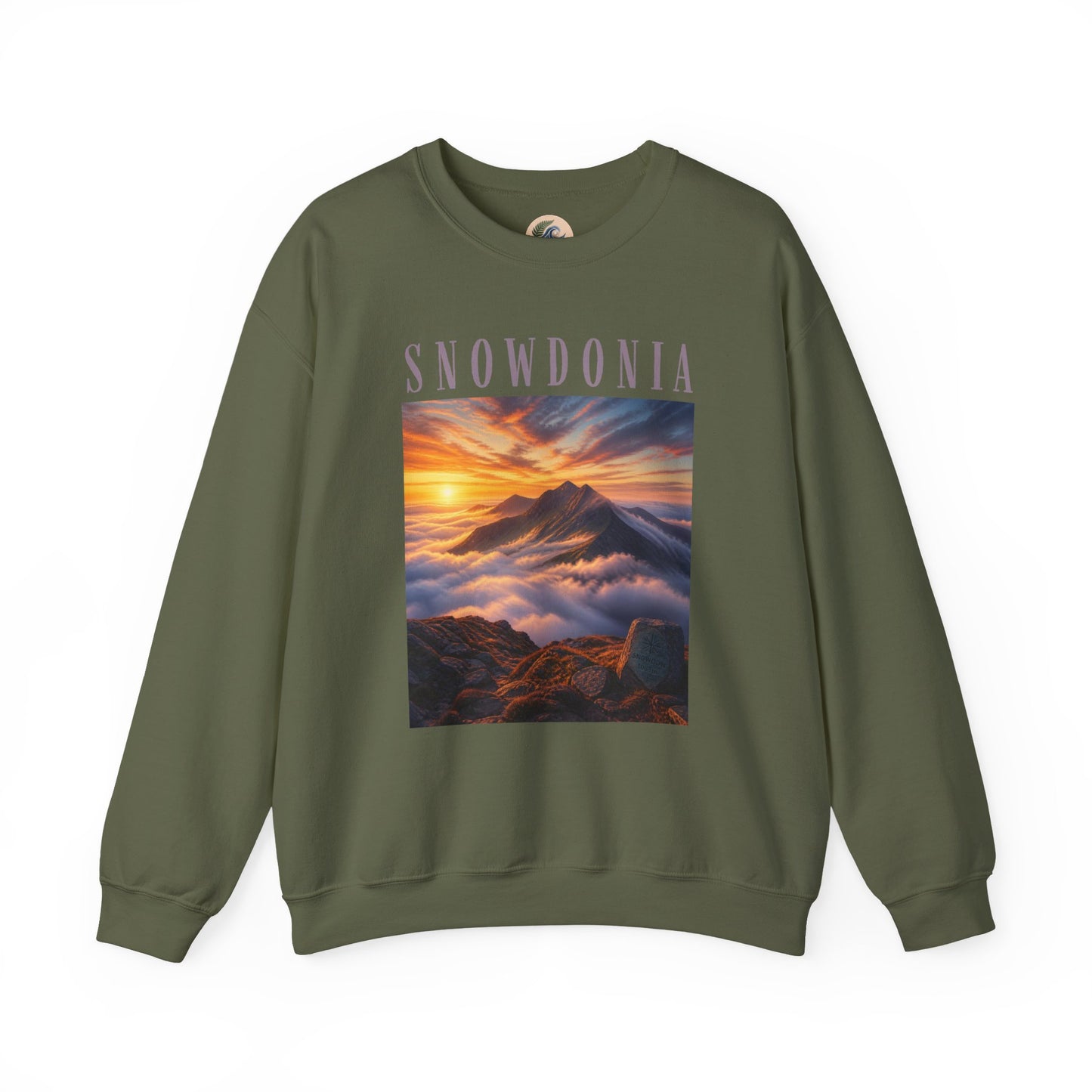 Snowdonia Sunset Crewneck Sweatshirt — Scenic Mountain Graphic