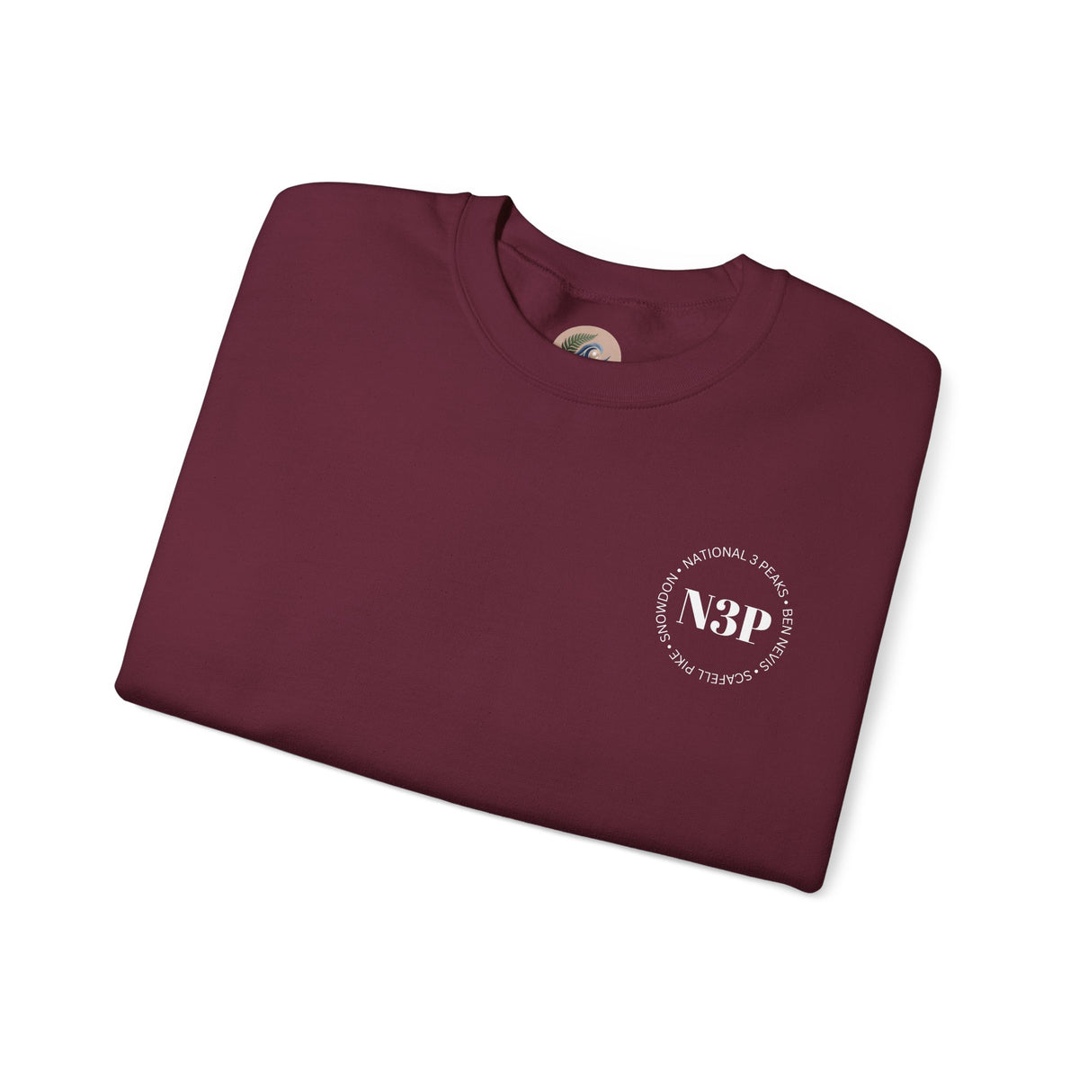 Minimal 'N3P' National 3 Peaks Logo Crewneck Sweatshirt – Small Chest Emblem, Casual Everyday Pullover