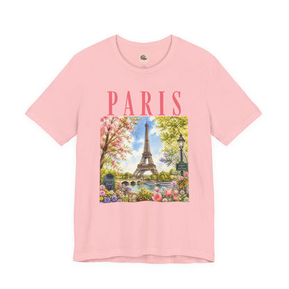Paris Floral Eiffel Tower Tee — Vintage Romantic France T-Shirt