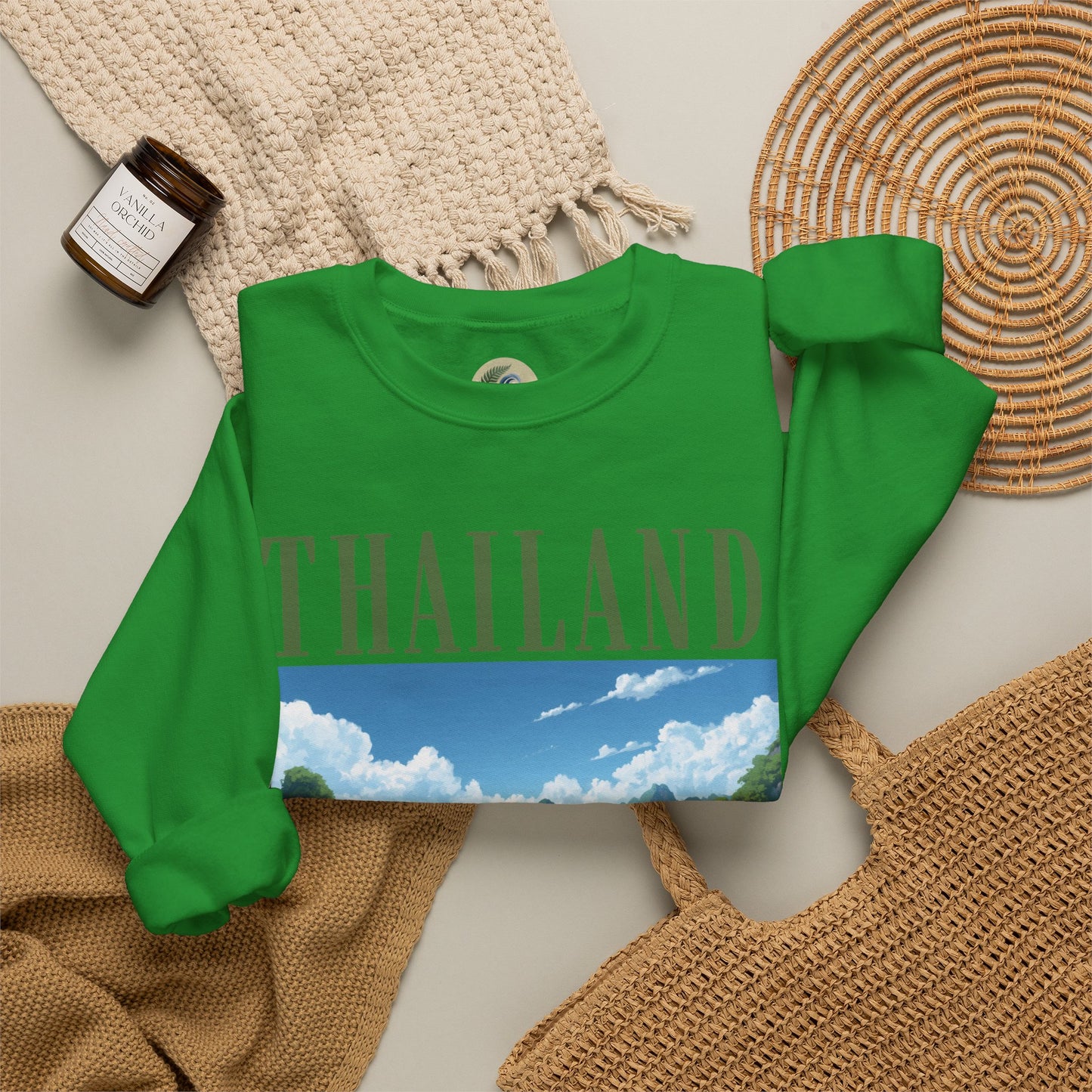 Thailand Scenic Crewneck Sweatshirt — Tropical Island Graphic Pullover