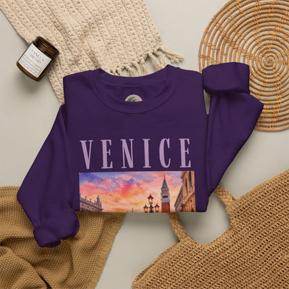 Venice Sunset Crewneck Sweatshirt — Vintage Canal Travel Graphic