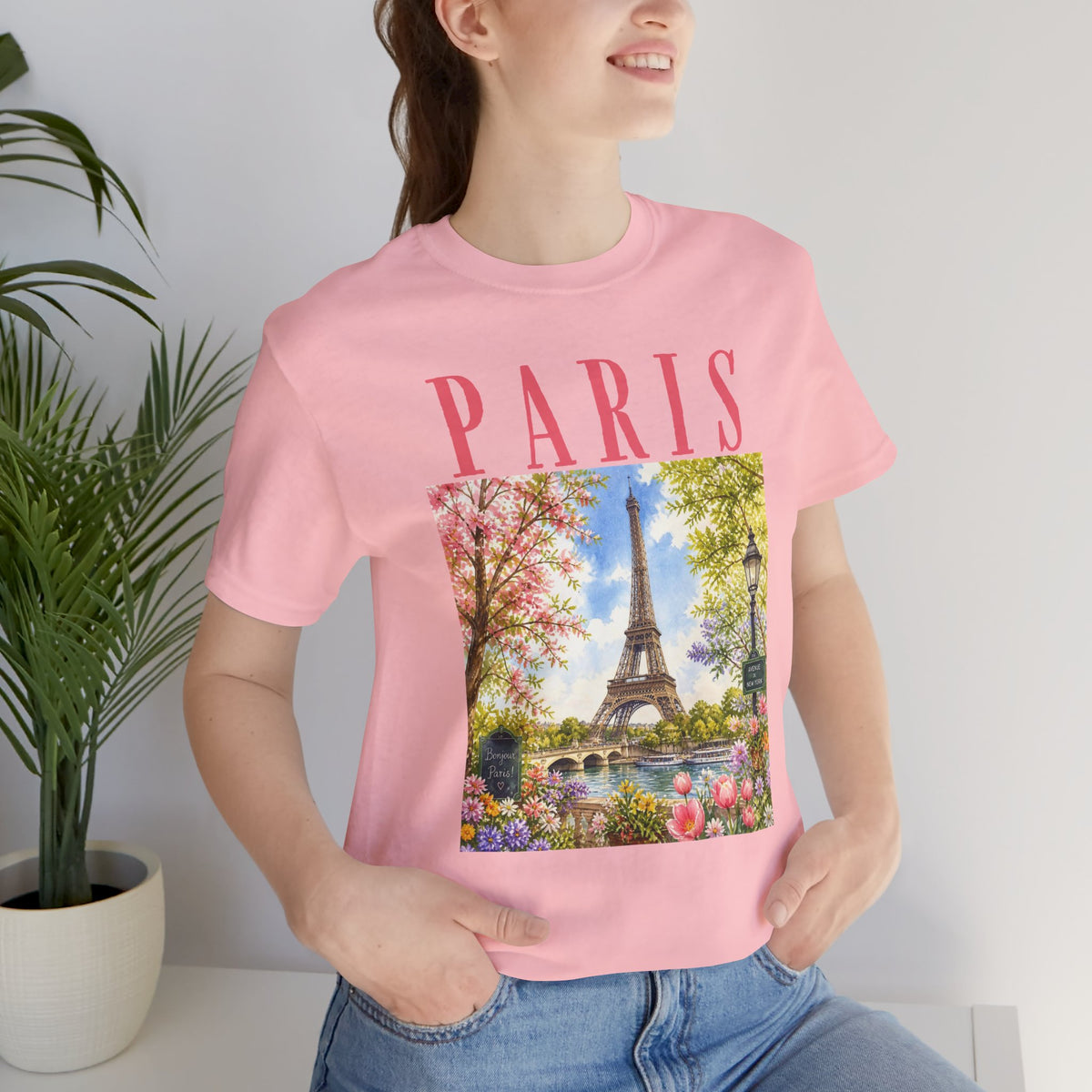 Paris Floral Eiffel Tower Tee — Vintage Romantic France T-Shirt