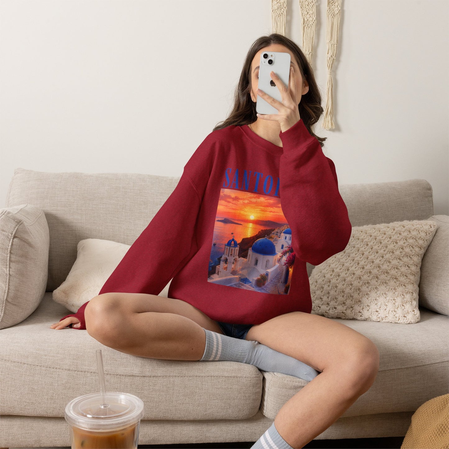 Santorini Sunset Sweatshirt — Greek Island Travel Crewneck