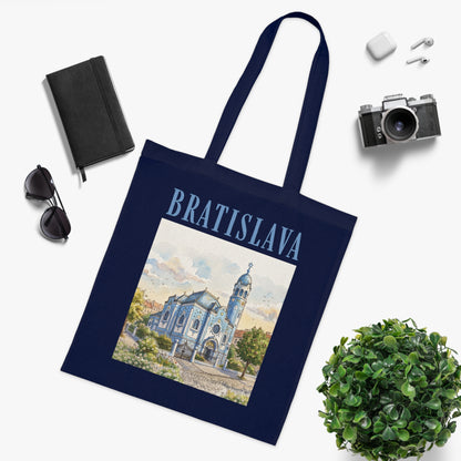 Bratislava Watercolor Cathedral Tote Bag – Travel Souvenir Cotton Shopper
