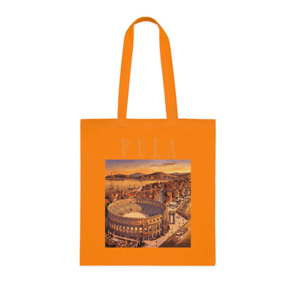 Pula Vintage Travel Tote - Retro Cityscape Cotton Bag